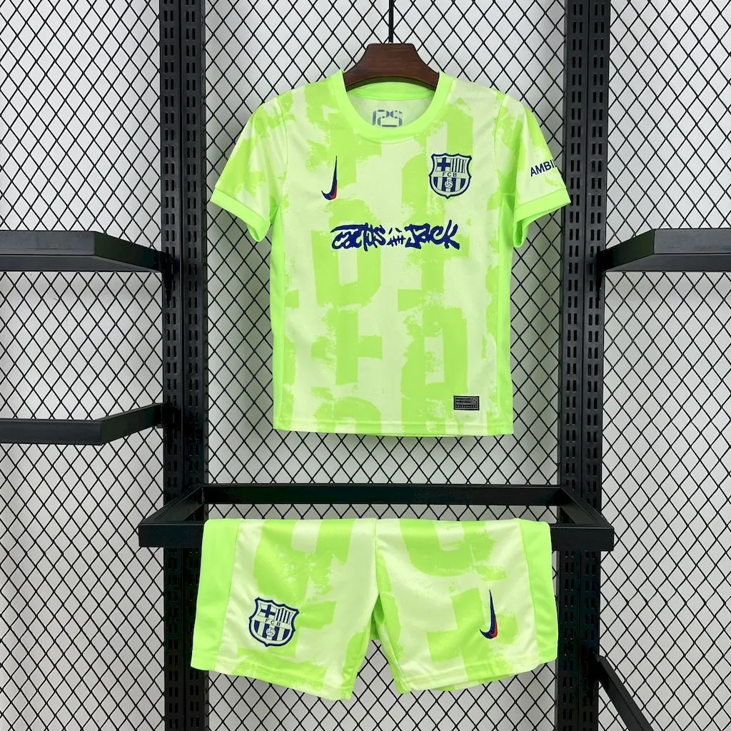 24-25 Barcelona Third Travis Scott Edition Kid Kits Youth Apparels Soccer AAAAJersey Yupoo 12