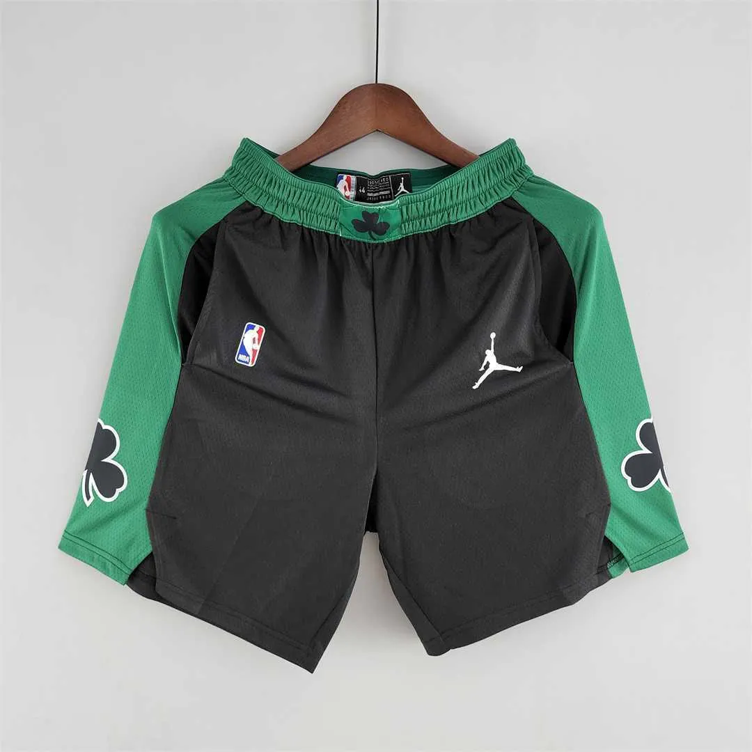 Boston Celtics NBA Shorts Black Green Trim 8