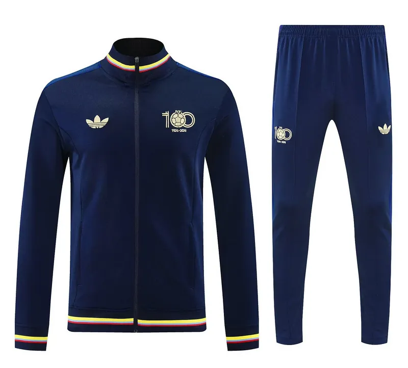 25-26 Colombia 100th Navy Football Tracksuit Long Jacket Suits 3