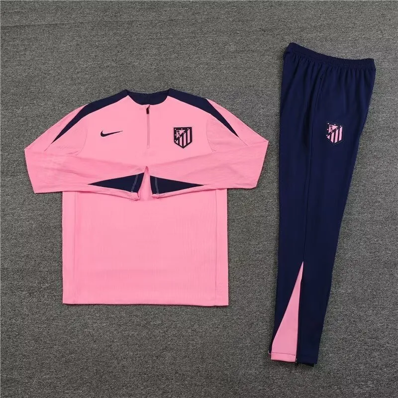 24-25 Atletico Madrid Long Sleeve Tracksuit Pink Training Suits Soccer Jerseys Yupoo 1