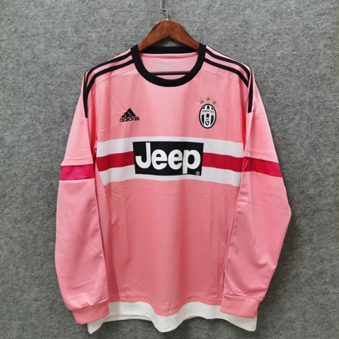 15-16 Juventus away pink long sleeve Football Jersey S-2XL 5
