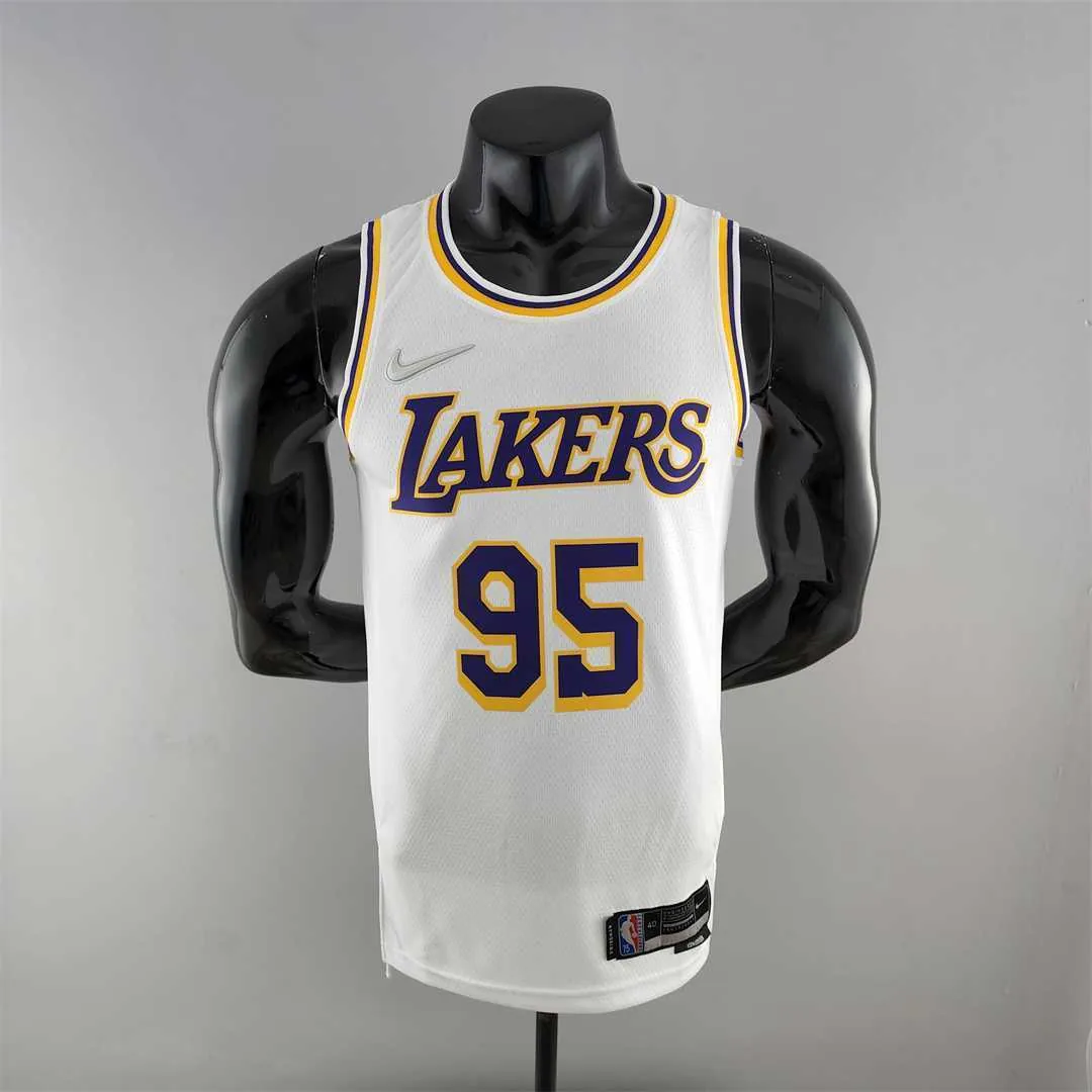 75th Anniversary TOSCANO #95 Los Angeles Lakers White NBA Jersey 10