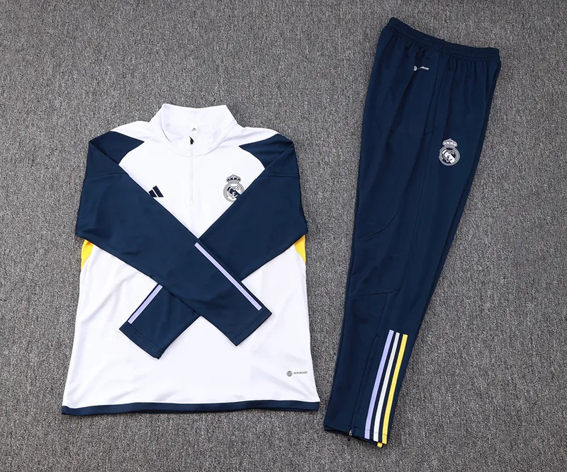 23-24 Real Madrid Long Sleeve White Half-Pull Training Suit Cheap Jerseys Yupoo 2