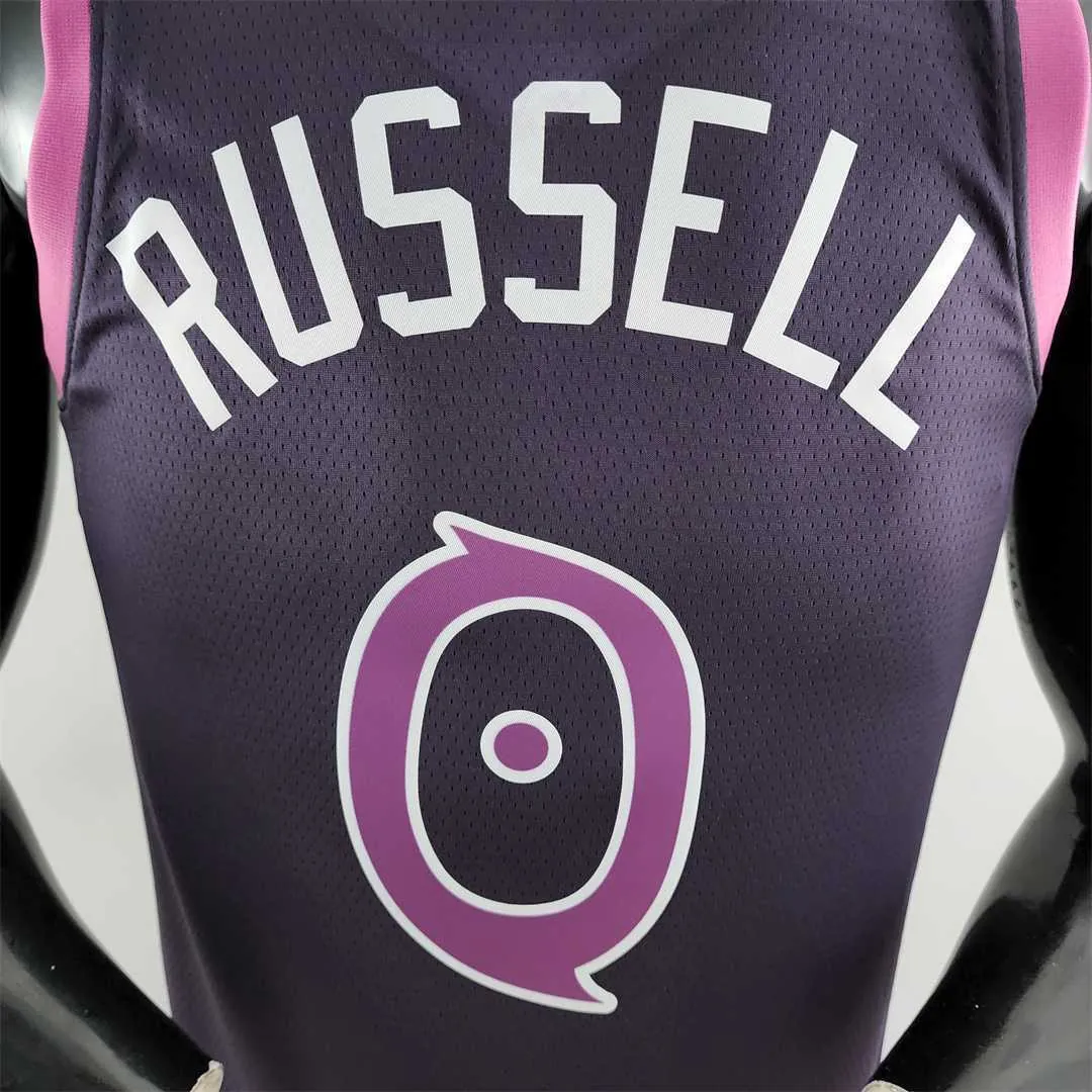 Minnesota Timberwolves RUSSELL#0 Black and Purple NBA Jersey 4