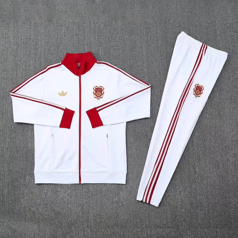 25-26 Bayern Munich White Football Tracksuits Long Jacket Suits 1