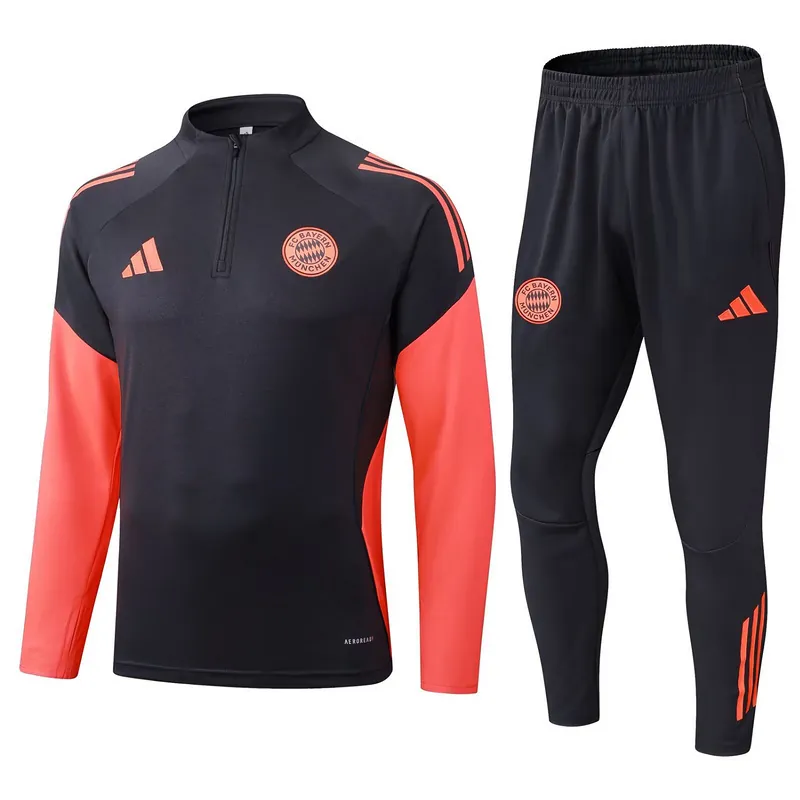 25-26 Bayern Munich Black&Orange Training Kits Long Football Tracksuits 3