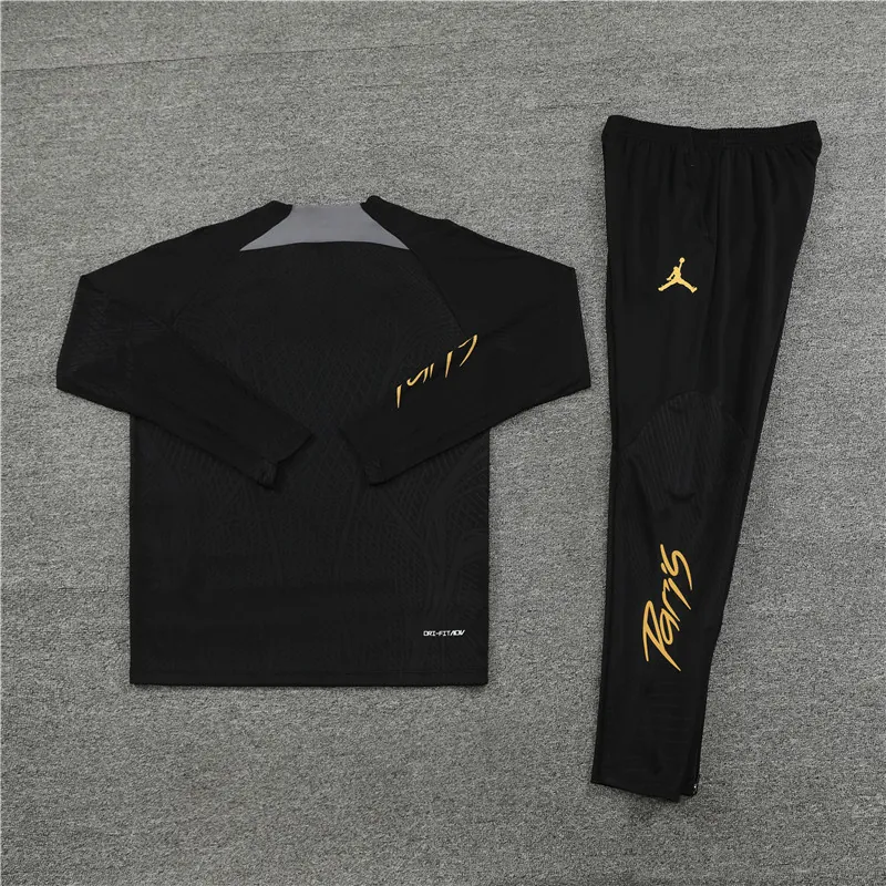 23-24 PSG Long Sleeve Tracksuit Black Training Suits Jersey Supplier Yupoo 1