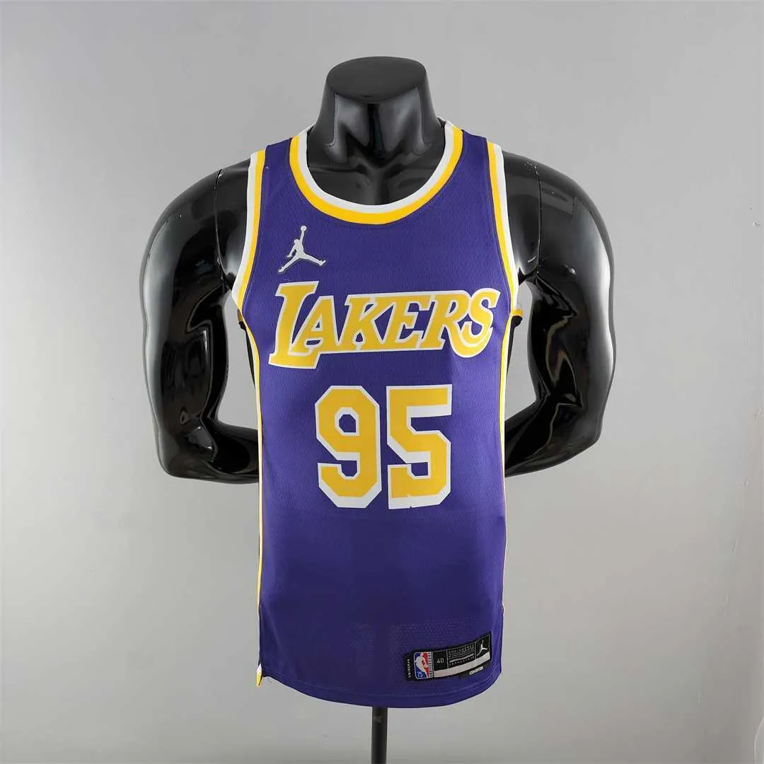 75th Anniversary TOSCANO #95 Los Angeles Lakers Jordan Purple NBA Jersey 10