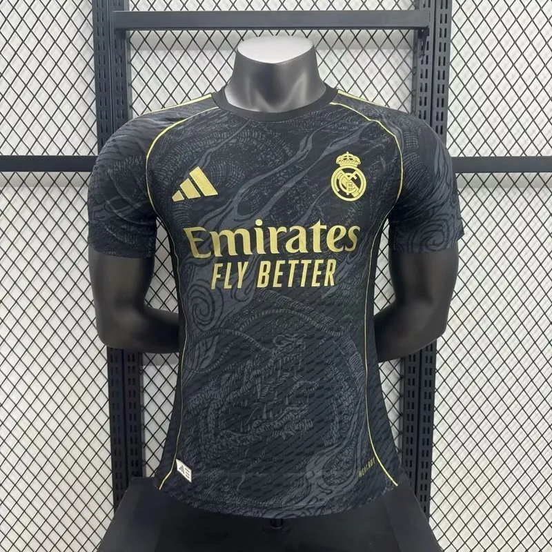 25-26 Real Madrid New Gold Dragon Special Edition Kit Player Version Shirt AAAAJersey Wholesale 5