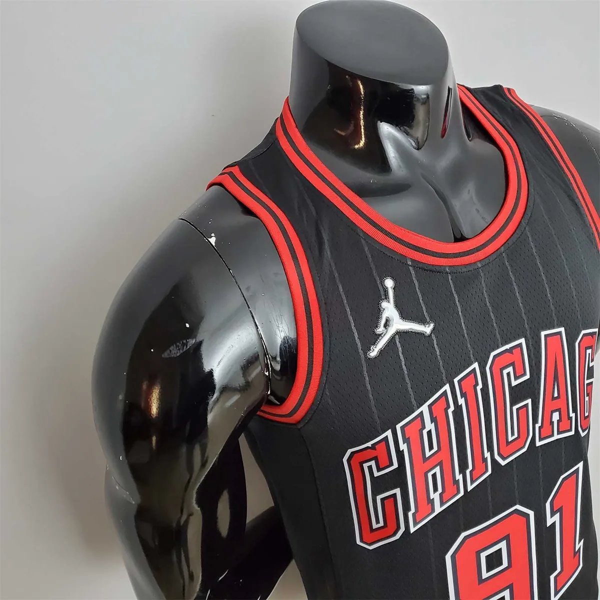 75th Anniversary Rodman#91 Bulls Flyers Black NBA Jersey 7