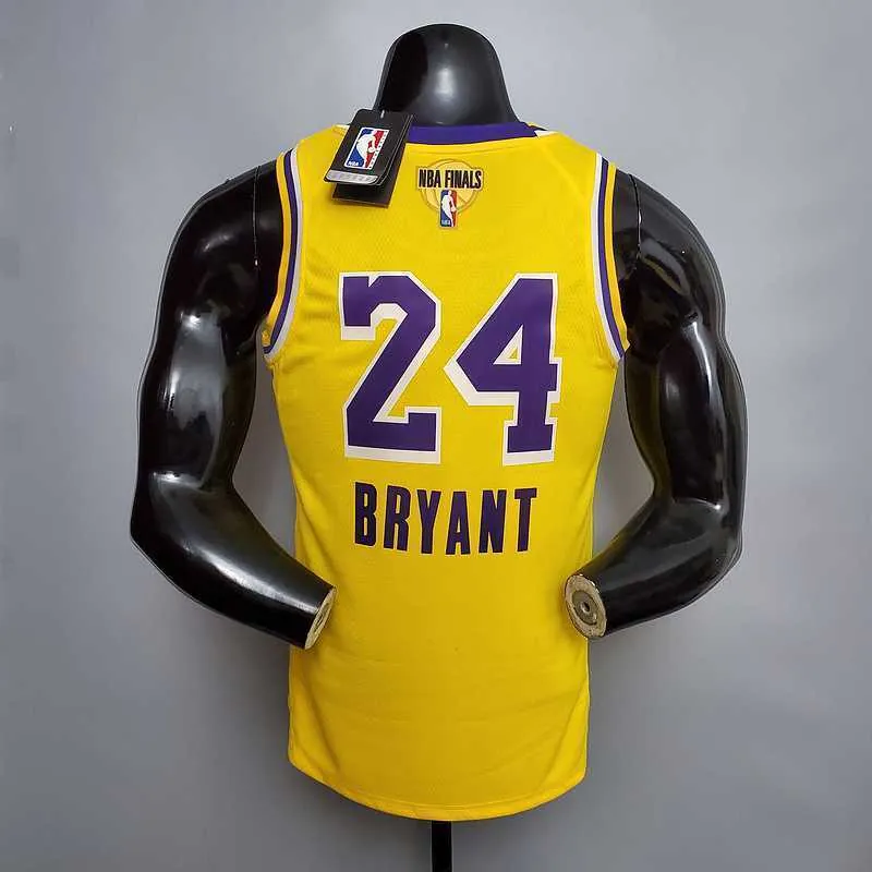 New Bryant #24 Lakers Commemorative Edition Round neck yellow 3