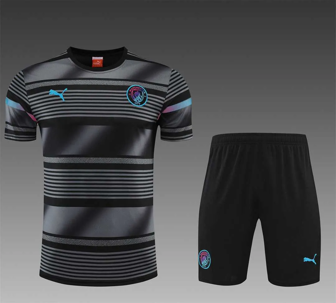 22-23 Manchester City Training Wear Short Sleeve Kit Black 13