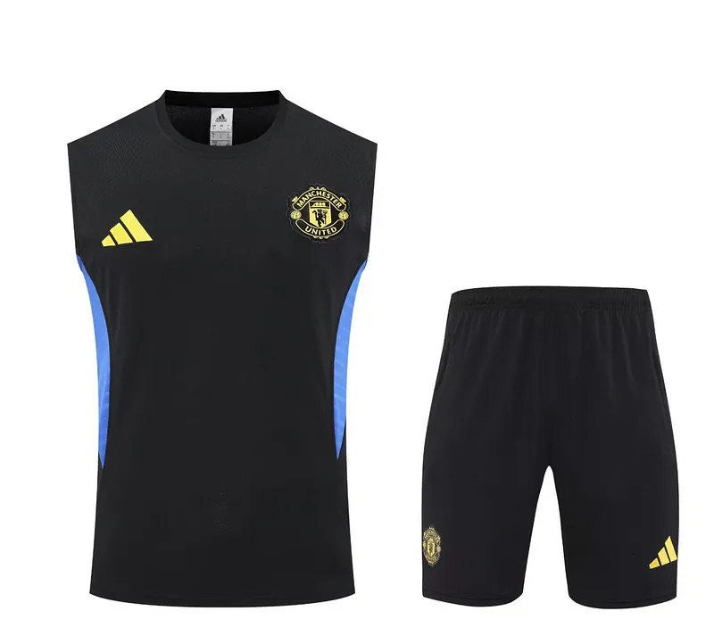 25-26 Manchester United Black&Blue Training Kits Football Vest Suits 3