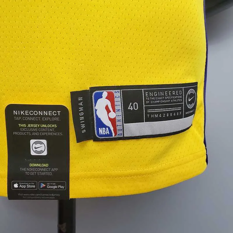 James #6 Lakers V-neck City Edition yellow 3