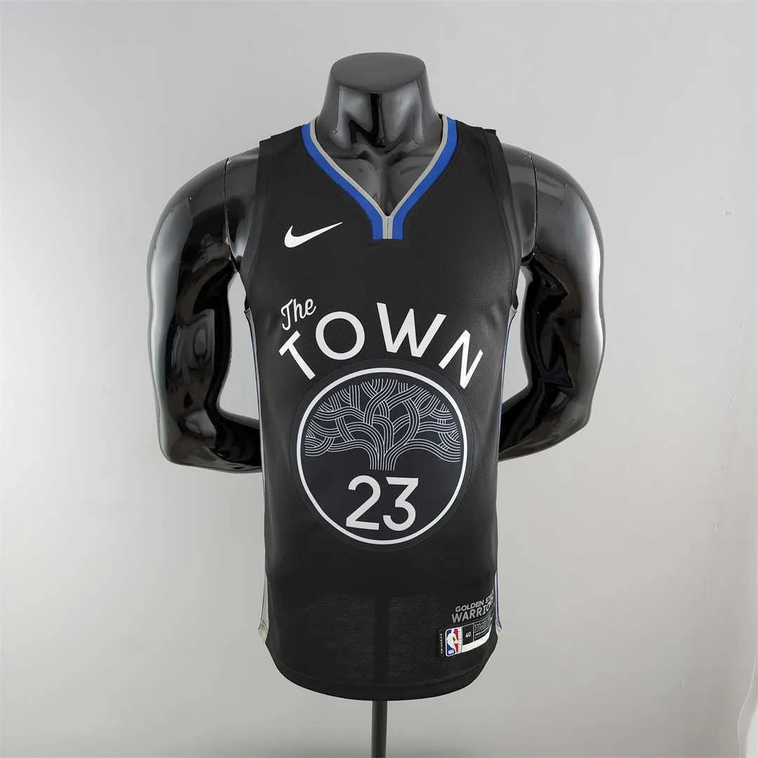 2020 GREEN #23 Warriors City Edition Black and Grey NBA Jersey 10