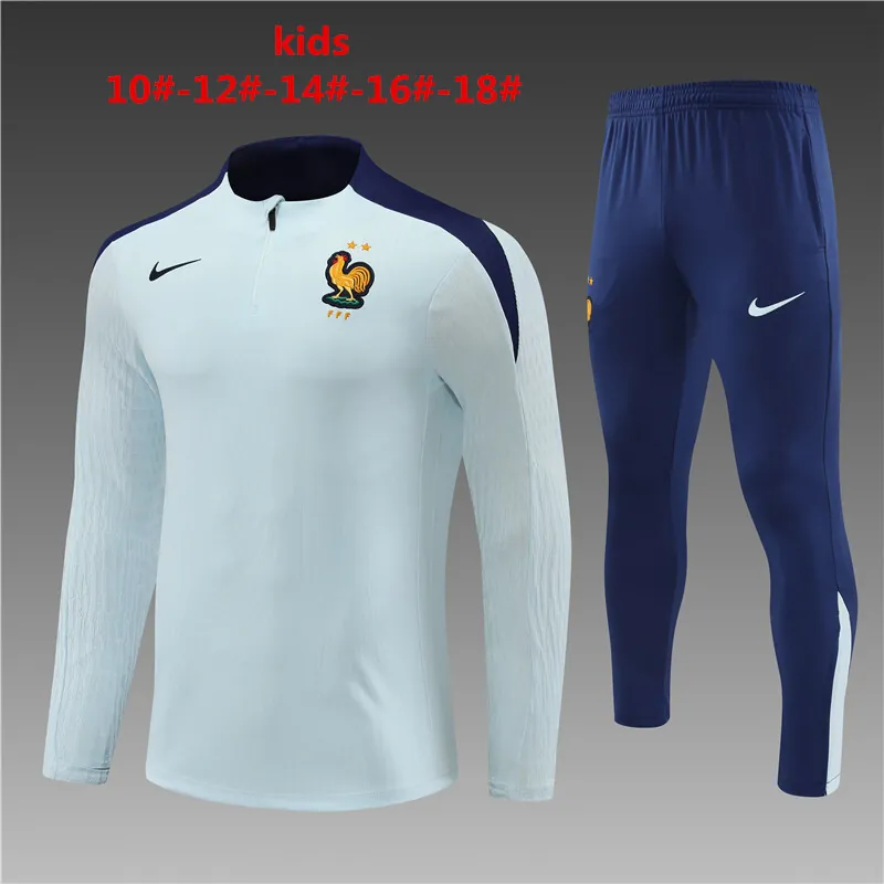 2024 France Kids Long Sleeve Training Suit Football Shirts 2