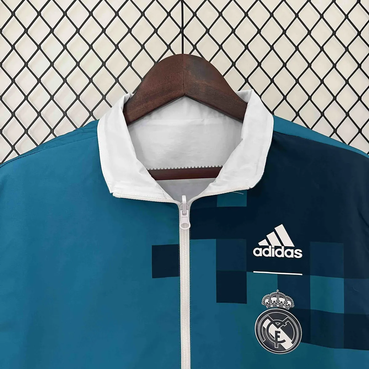 23-24 Real Madrid Trench Coat Reversible White&Blue Double-Sides Jacket AAAAJersey Yupoo 6