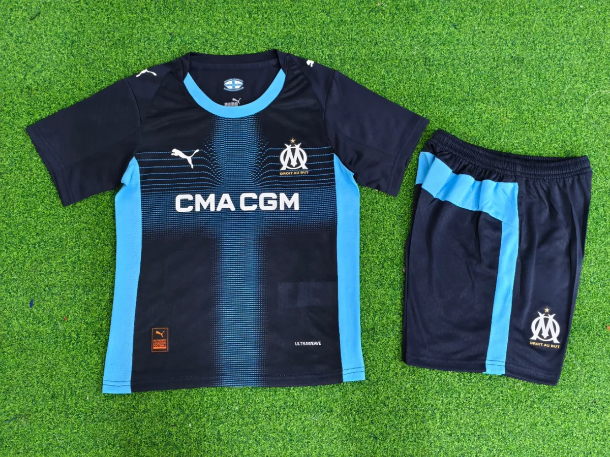 25-26 Marseille Away Kid Kits Player Version Youth Apparels Football AAAAJersey Supply Yupoo 3