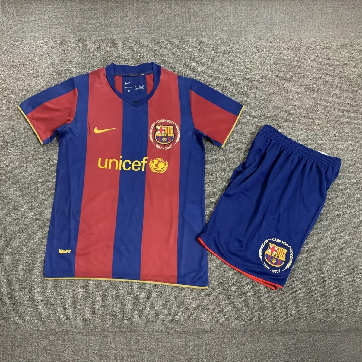 07-08 Barcelona Home Retro Kids Kits Children Sets Football AAAAJerseys Yupoo 2