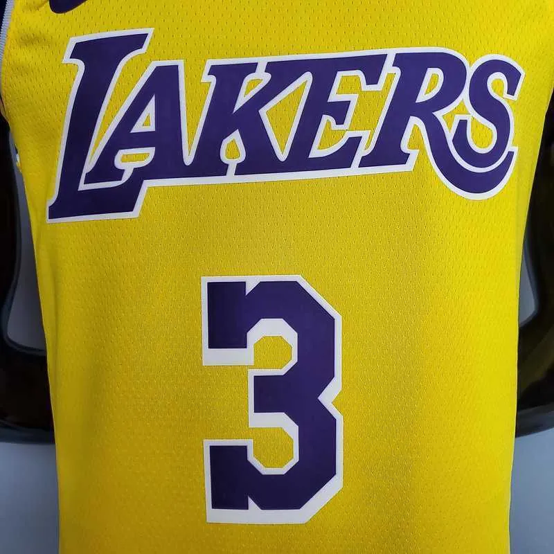 New DAVIS #3 Lakers Commemorative Edition Round neck yellow 6