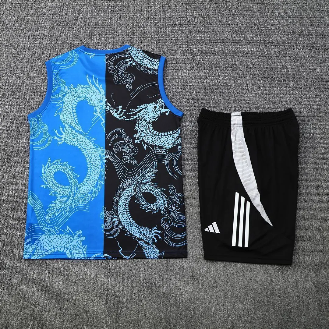 25-26 Real Madrid Black&Blue Dragon Training Kits Football Tracksuits 3