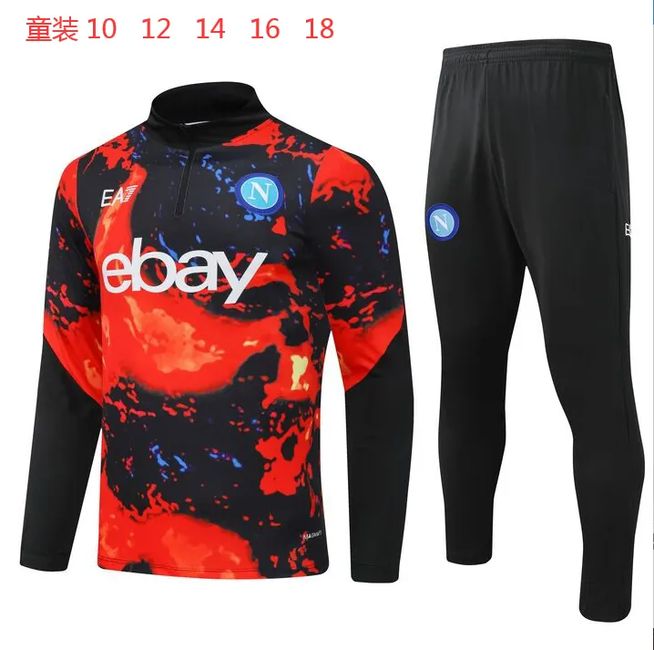 24-25 Napoli Kids Long Sleeve Training Suit Football Shirts 1