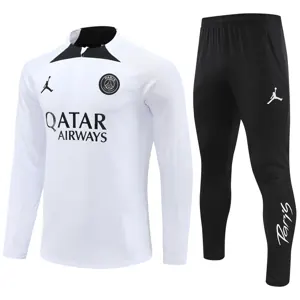 23-24 PSG Long Sleeve Kits White Zipper Training Suits Jersey Supplier Yupoo