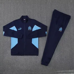 25-26 Marseille Navy&Blue Football Tracksuits Long Jacket Suits 2