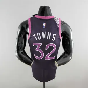 Minnesota Timberwolves TOWNS#32 Black and Purple NBA Jersey 4