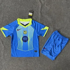 25-26 Barcelona Dark Blue Special Edition Kid Kits Youth Apparels Soccer AAAAJersey Dropship Yu