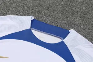2022 France Training Suit Short Sleeve Kit White Blue 18