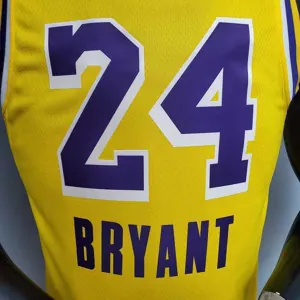 New Bryant #24 Lakers Commemorative Edition Round neck yellow 2