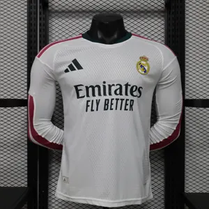 26-27 Real Madrid Mens Home Kit Player Version Football Long Sleeve Shirt AAAAJersey Supply Yupoo
