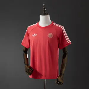 25-26 Bayern Munich Adicolor Classics 3-Stripes Red T-Shirt Yupoo