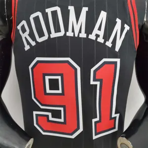 75th Anniversary Rodman#91 Bulls Flyers Black NBA Jersey 1