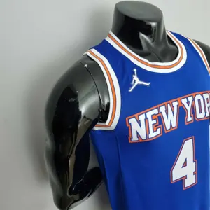 75th Anniversary Ross #4 New York Knicks Jordan Limited Blue NBA Jersey 7