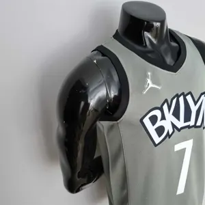 75th Anniversary Durant #7 Brooklyn Nets City Edition Gray NBA Jersey 4
