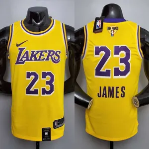 New James #23 Lakers Round neck yellow 2