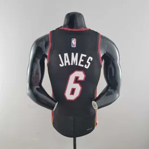 75th Anniversary Miami Heat JAMES #6 black NBA Jersey 3