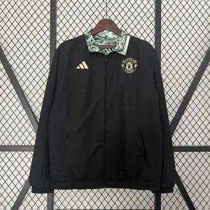 24-25 Manchester United Green and Black Reversible Windbreaker Double-Sides Jacket 7