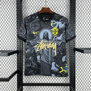2024 Brazil Christ x Stussy Special Edition Kit Soccer T-Shirts AAAAJersey Dropship Yupoo 3