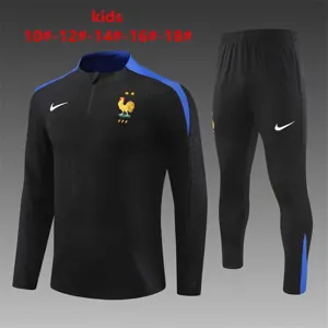 2024 France Kids Long Sleeve Training Suit Football Shirts