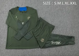 23-24 PSG Military Color Training Suits Long Sleeve Zipper Tracksuit Cheap Jerseys Yupoo 1