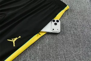 2026 Jordan Brazil Mens Black with Yellow Half Pull Training Suit Yupoo 8 4