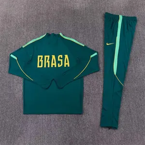 2026 Brazil Mens Kit Dark Green Half Pull Training Suit Yupoo 7 6