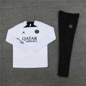 23-24 PSG Long Sleeve Kits White Zipper Training Suits Jersey Supplier Yupoo 2