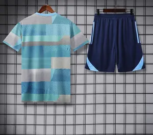25-26 Real Madrid Training Kits Light Blue Football Tracksuits 4