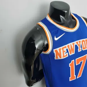 75th Anniversary Lin #17 New York Knicks Blue NBA Jersey 2