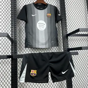 25-26 Kids Barcelona Goalkeeper Black Kit Youth Apparels Football AAAAJersey Dropship Yupoo 4