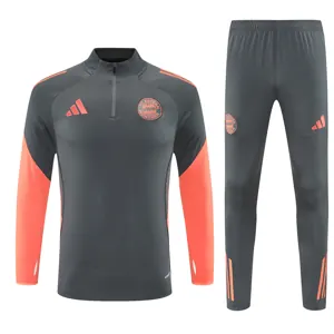 25-26 Bayern Munich Grey Training Kits Long Football Tracksuits